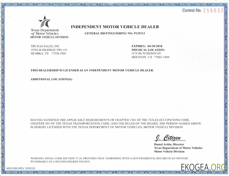 États Unis Texas Concessionnaire indépendant de véhicules automobiles